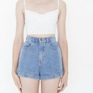 American Apparel Denim High Waist Cuff Short